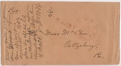 1853 Cover To Moses McClean GETTYSBURG FARM BATTLEGROUND McClean Farm Civil War • $9.99