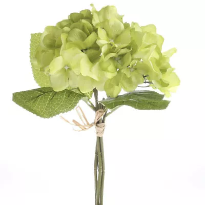 Set Of 2 Soft Green 12-1/2  Hydrangea Bundles With Leafy Accent • $25.80