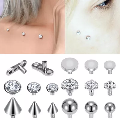 1 PC Stainless Steel Dermal Anchor CZ Top Skin Diver Bases Micro Dermal Piercing • $4.89