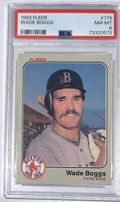 1983 Fleer Wade Boggs Rookie Card RC #179 PSA 8 NM-MT Red Sox • $29.99