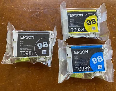 Genuine Epson Ink Cartridges 98 Black Yellow And Cyan Expired 2021 • $24.99