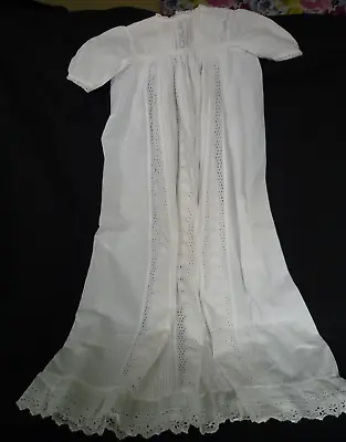 £9 • Buy Antique 1915 Hand Embroidered Cotton Christening Gown