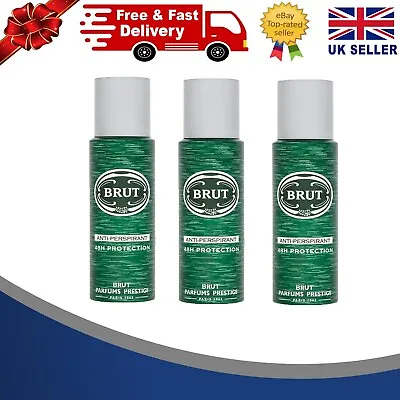 BRUT Original Aerosol Anti-Perspirant 48H Prptection Deodorant 200ml- Pack Of 3 • £9.35