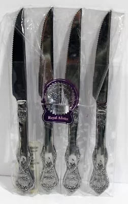 HERITAGE MINT Stainless Flatware 4 NEW Steak Knives ROYAL ALISTER - NEW UNSEALED • $34.95