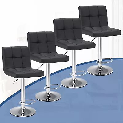 Bar Stools Set Of 4 Modern PU Leather Adjustable Weight Back Swivel Stool Chairs • $127.83