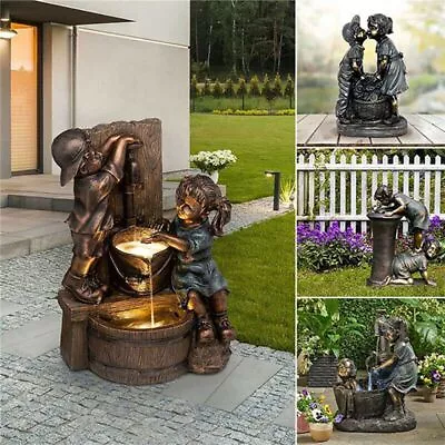 £9.39 • Buy Crafts Statues Garden Ornaments Outdoor Decor Kissing Kids Boy And Girl Statue