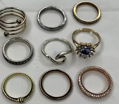 Fashion Rings Bands Swirl Rhinestone Crystals Eternity Wave Rose Gold Silver 9 • $6.34