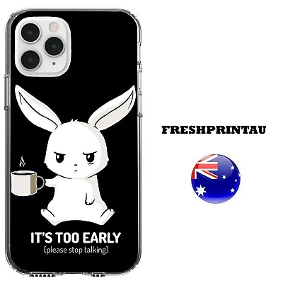 Case Cover Silicone Cute Bunny Not A Morning Person Funny Bitch Coffee Kawaii Gr • $17.95