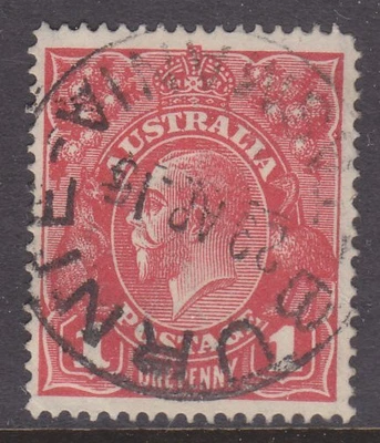$3.50 • Buy KGV Heads Single Wmk 1d Red Die 1 Used *POSTMARK* SG 21c (24B)