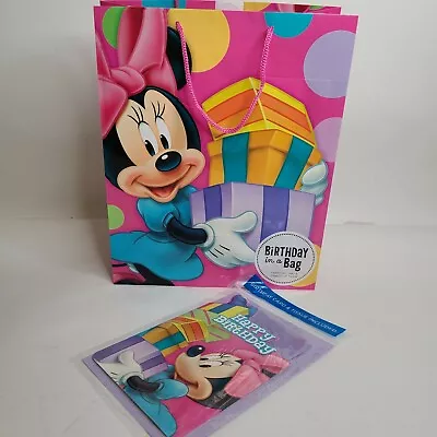 Minnie Mouse Happy Birthday Gift Bag Set Birthday W/ CARD & TISSUE (3 Sheets) • $8.90