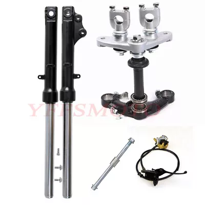 Front Forks Shock +Triple Tree Brake Caliper For Motorbike Pit Dirt Bike 50cc 70 • $195.77