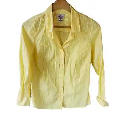 J. Crew Haberdashery Size XS Classic Slim Fit Button Up Yellow And White Stripes • $15