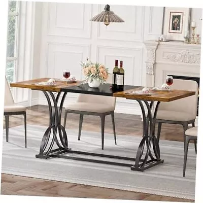  70.3  Large Farmhouse Dining Table For 6-8 People Rectangular Rustic Brown • $243.45