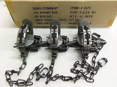 3 Duke # 1 1/2 Rubber Jaw Coil Spring Traps 0473 Raccoon Mink Fox Trapping • $50.95