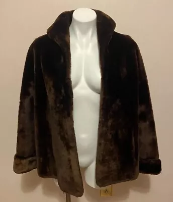 Vintage 1950s Thalhimers Brown Mouton Lamb Fur Coat M/L Say Measurements • $100