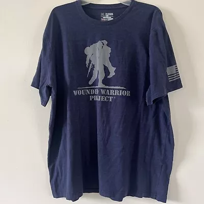 Under Armour Loose Wounded Warrior Project Navy T-Shirt Size 2XL Short Sleeve • $14.97