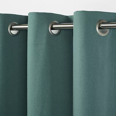 B&Q Taowa Blue-Green Plain Unlined Single Ring Top Eyelet Curtain Panel X1 • £14.99