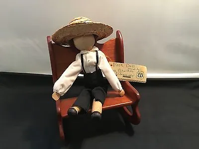 Vintage Amish Folk Wood Male  Doll  By Eva Brother (in Rocking Chair) - D6 • $103.95