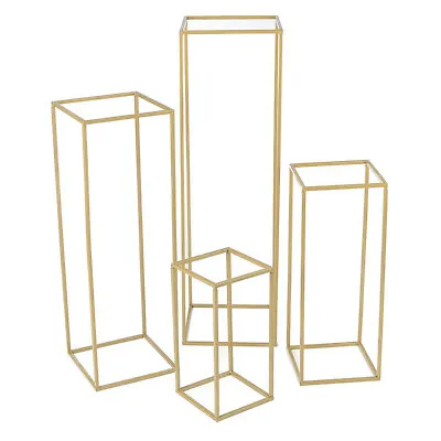 Gold Geometric Flower Stand Wedding Table Centrepiece Stage Decor Flower Rack UK • £15.94