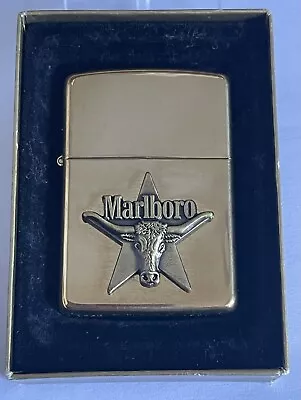 Rare 1989 Zippo Lighter  Marlboro Longhorn  1932 1989 Commemorative Stamp Bnib • $416.77