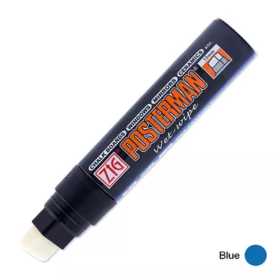 Zig Posterman Wet Wipe Marker - Extra Broad - Blue (Pack Of 6) • £27.36