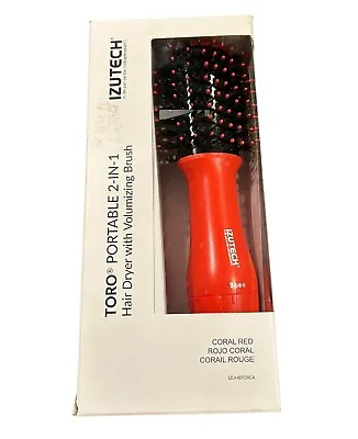 IZUTECH TORO Portable 2-in-1 Hair Dryer With Volumizing Brush-coral Red-Open Box • $30.36