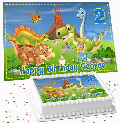 Dinosaur Birthday Party Personalised Edible Icing Costco Cake Topper R1-3576 • £15.99