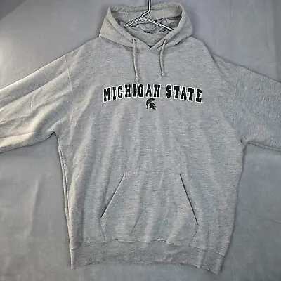 Michigan State Spartans Hoodie Sweatshirt Mens XXL Grey Embroidered Logo MSU • $14.77