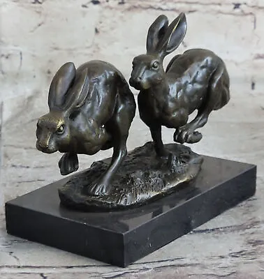 Vienna Bronze Museum Quality Bunny Rabbits Bronze Sculpture Statue Gift Figurine • $249