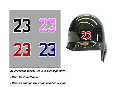 $3 • Buy Player's Number 1.5  Softball Baseball Helmet Vinyl Decal Sticker Personalized 2
