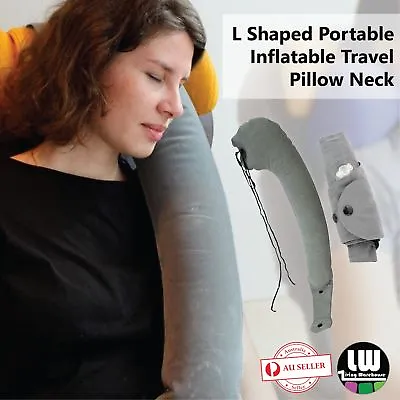 $6.51 • Buy L Shaped Portable Inflatable Travel Pillow Neck Cushion Car Flight Rest Support