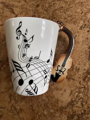 LANHONG Black White Violin Handle Music Note 13oz. Mug Cup • $12.95