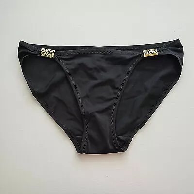 MARIE MEILI NWT Black Bikini Bottom Gold Accent  XS • £12.53