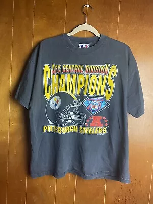 Vintage Pittsburgh Steelers 1994 AFC Central Division Champions Black T Shirt • $30