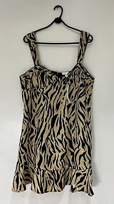 £14.99 • Buy TOPSHOP Women's Cami Mini Dress In Zebra Print (Size UK 18) -Petite, Slim Fit