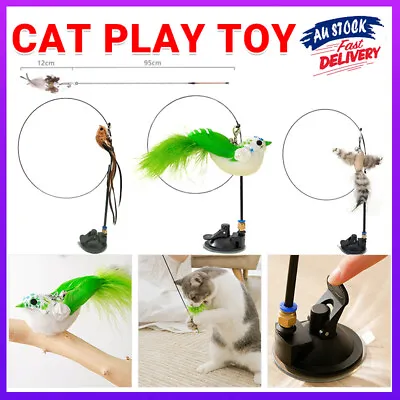 $16.23 • Buy Cat Play Toy Simulation Birds Teaser Wand Interactive Stick With Suction Cup AU