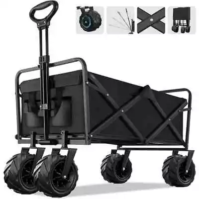 Wagon Folding Cart Collapsible Garden Beach Utility Outdoor Camping Sports Black • $59.90