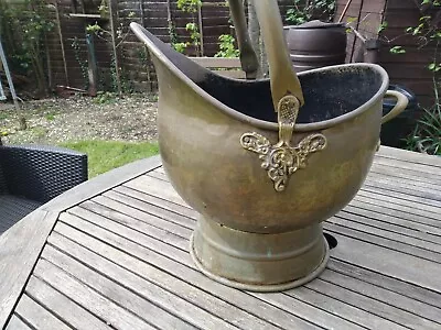 Vintage Brass Coal Or Wood Bucket / Scuttle • £18