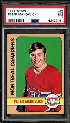 1972-73 TOPPS NHL HOCKEY 42 Peter Mahovlich HOF PSA 7 NM MONTREAL CANADIENS Card • $79.99