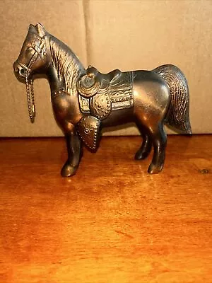 Vintage (1960's) Bronze Metal Carnival Prize Vintage Horse With Saddle And Chain • $18