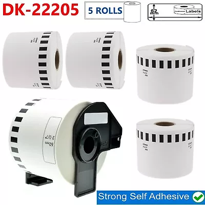 5X Label Rolls + Reusable Holder PRINTER LABELS COMPATIBLE WITH BROTHER DK-22205 • £10.90