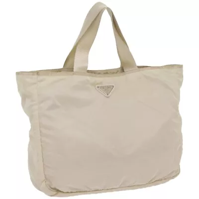 PRADA Tote Bag Nylon Beige Auth Yk10788 • $130