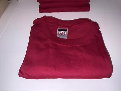 New Lot Of 6 Jerzees Size Large T Shirt 100% Cotton Dark Red • $30