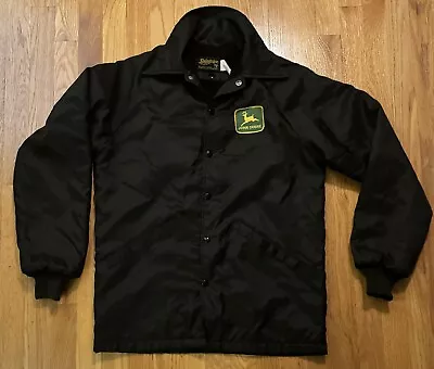 Vintage John Deere Men's Swingster Black Snap Button Fleece Lined Jacket Small S • $34.95