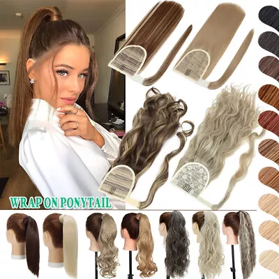 UK Long Thick Ponytail Clip In Hair Extensions Pony Tail Soft Natural As Human • £12.80