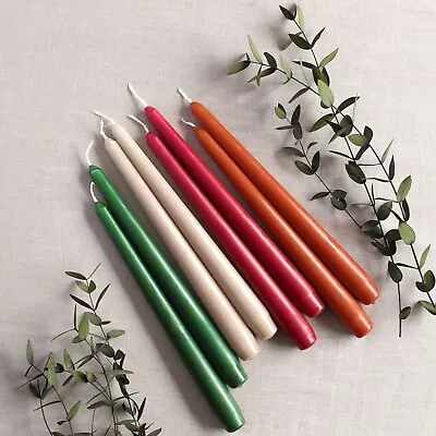 Tall Taper Candles | Wedding Candles | Dinner Candle | Burnt Orange Red Green | • £13