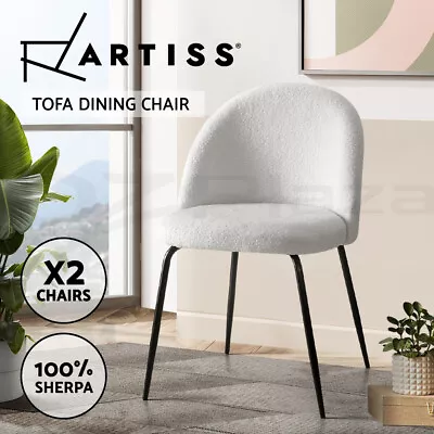 Artiss Dining Chairs Accent Chairs Armchair Kitchen Sherpa Boucle Chair White • $129.95