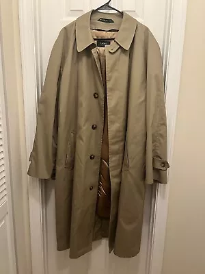 LAUREN RALPH LAUREN Men's M Khaki Tan 100% Cotton Gabardine Trench Coat 46R VTG • $74.99