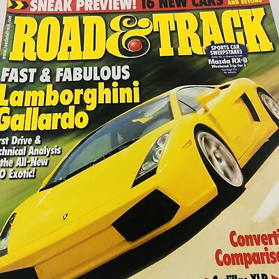 Road & Track Magazine September 2003￼￼ Lamborghini Gallardo￼ Maserati Spyder GT￼ • $11.04