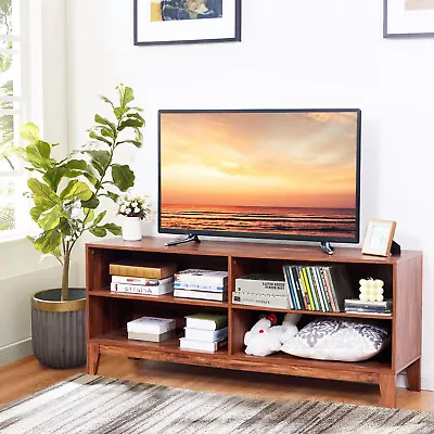 Costway 58  Home Living Room TV Stand Console Storage Cabinet Wood  Media Center • $129.99